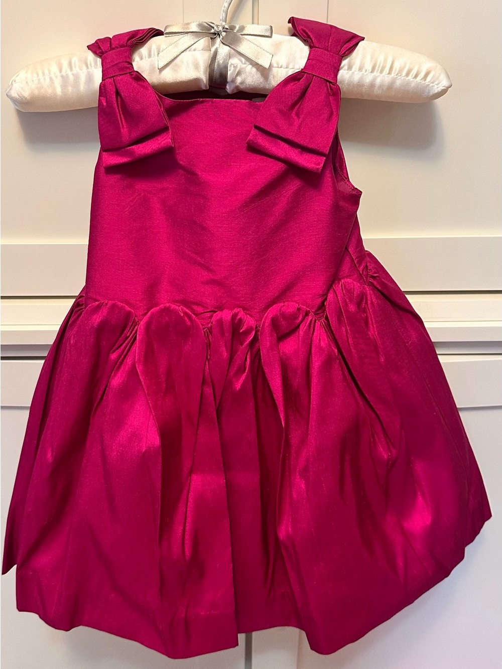 Janie and Jack Fuchsia Bow Detail Satin Party Dress